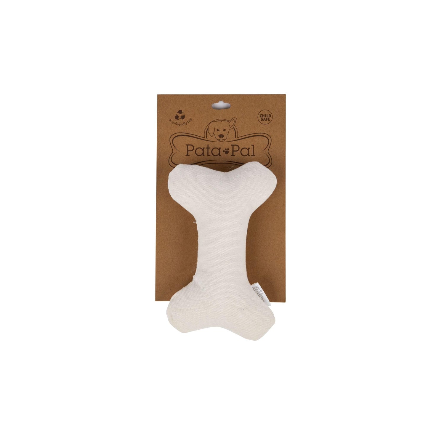 Pata Pal Eco-Friendly Durable Cotton Canvas Squeaky Dog Bone Chew Toy for Chewing, Playing and Exercise – T-Bone, White (Safe for Pets & Kids)