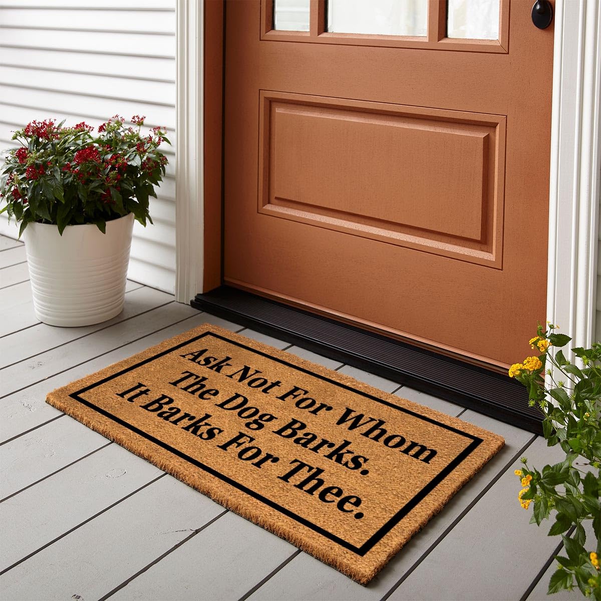 XTDJJKK Coir Doormat 'Ask Not For Whom The Dog Barks It Barks For Thee' 23.7x15.7 inch
