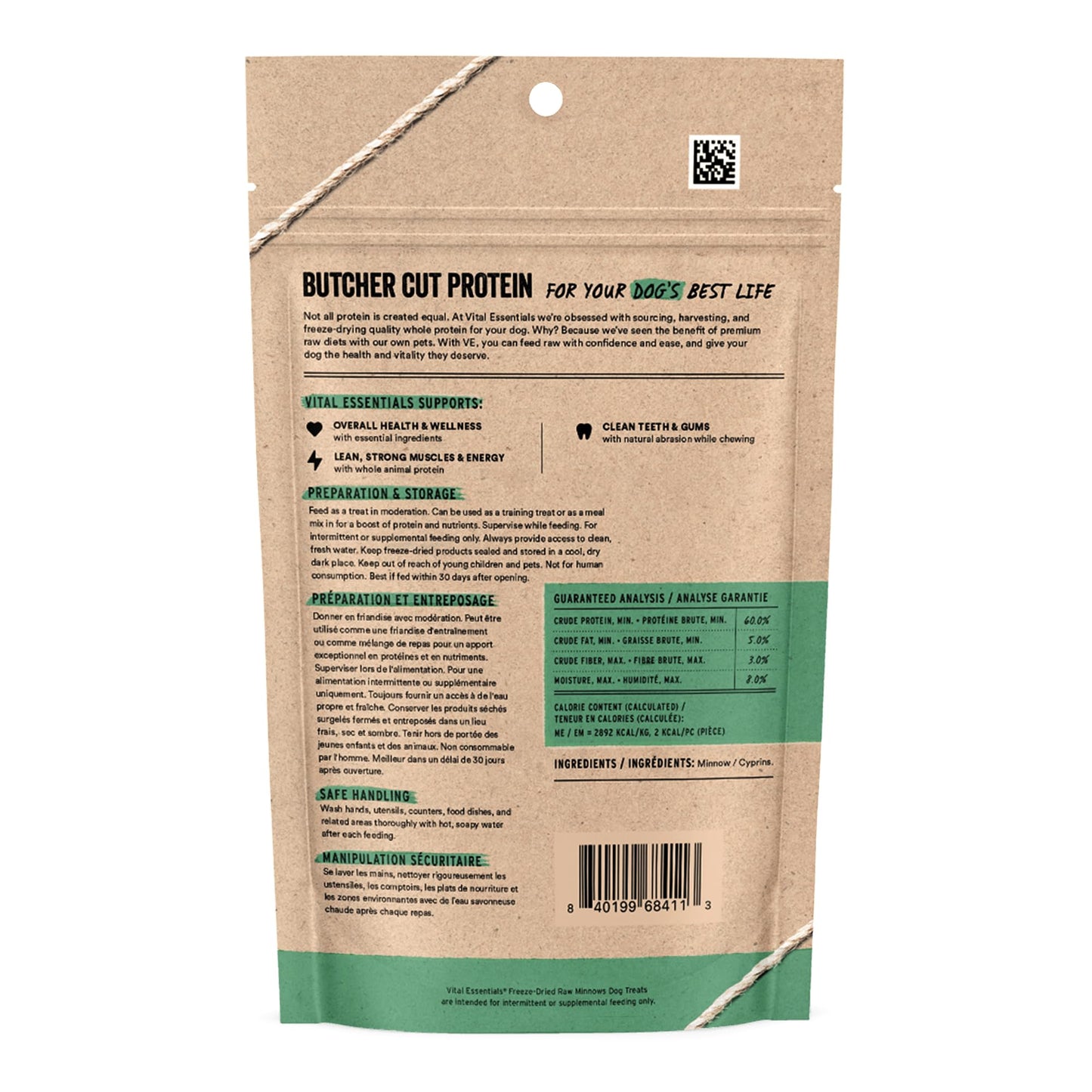 Vital Essentials Minnows Dog Treats, 1 oz | Freeze-Dried Raw | Single Ingredient | Premium Quality High Protein Training Treats | Grain Free, Gluten Free, Filler Free