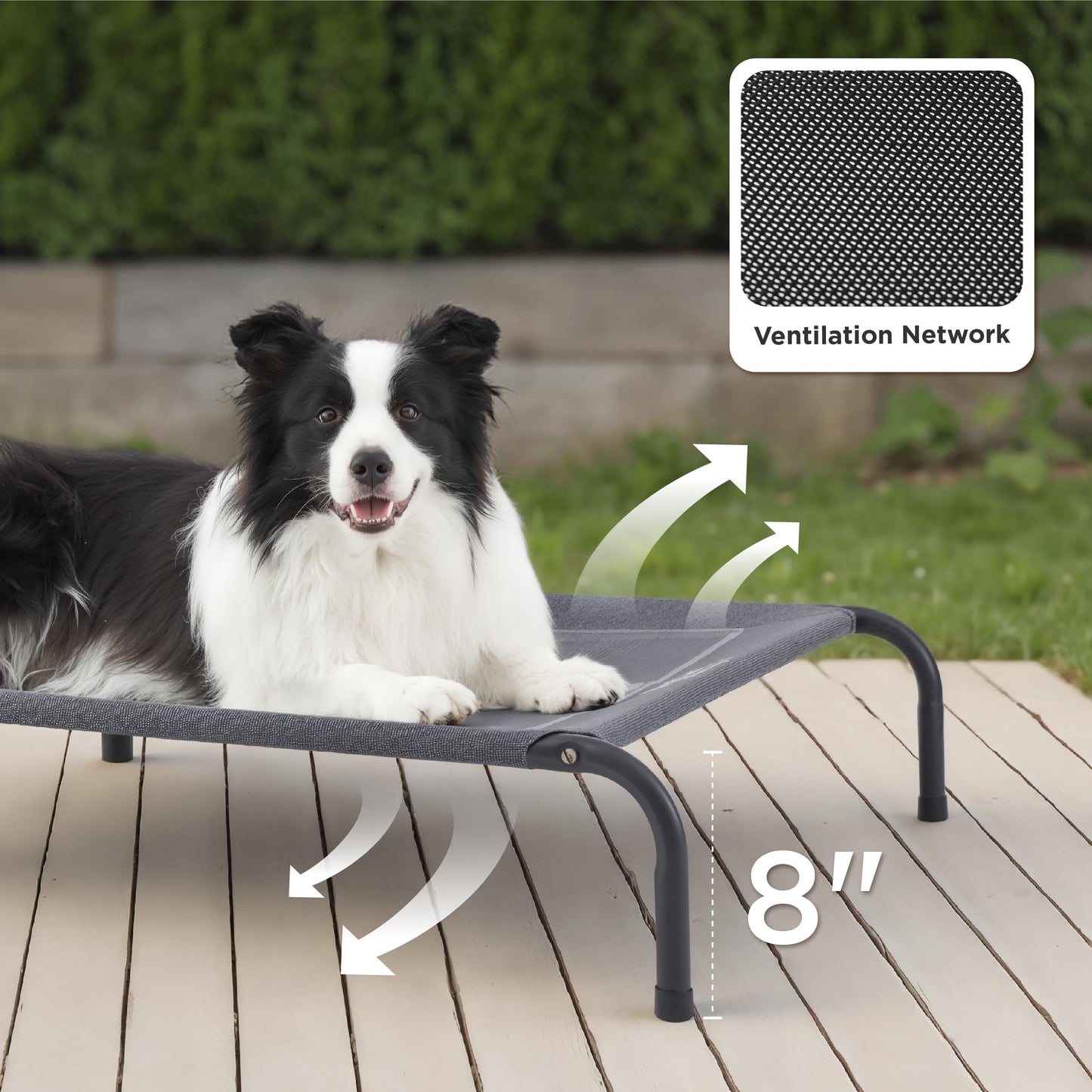 Bedsure Outdoor Elevated Dog Bed Large Sized Dog, Portable Indoor & Outdoor Cooling Raised Cot Pet Hammock Bed with Skid-Resistant Feet, Frame with Breathable Mesh, Khaki, 49 inches