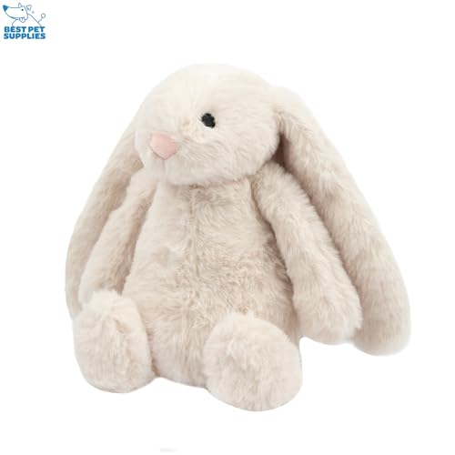 Best Pet Supplies Interactive Squeaky Dog Chew Toy, Ideal Dog Toys for Chewers, Small, Medium & Large Dogs, and Fetch Lovers - Bunny (Beige), Large