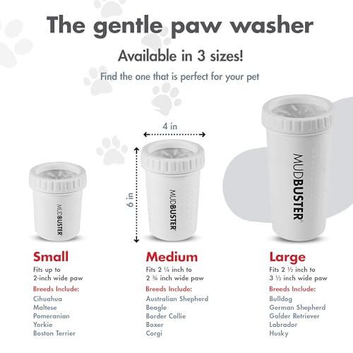 Dexas MudBuster Portable Dog Paw Cleaner, Medium, Bright White Special Edition, Premium Pet Supplies and Accessories