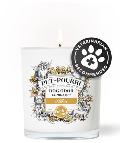 Pet-Pourri Canine Coconut Dog Deodorizer Candle – Puppy & Dog Safe – Plant Based Ingredients & Wax – Vet Approved – Aromatherapy & Air Freshener for Pet Odor – Scented with Bamboo, Jasmine & Pear