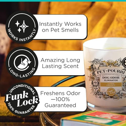 Pet-Pourri Canine Coconut Dog Deodorizer Candle – Puppy & Dog Safe – Plant Based Ingredients & Wax – Vet Approved – Aromatherapy & Air Freshener for Pet Odor – Scented with Bamboo, Jasmine & Pear