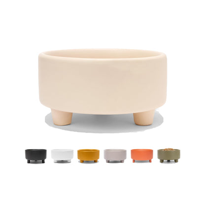Waggo Uplift Ceramic Dog Bowl for Small Medium and Large Breeds - Heavyweight and Durable Pet Food and Water Dish Crock, Dishwasher Safe, Modern, Elevated Feeder (Buttercream, Large)