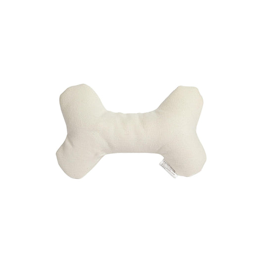Pata Pal Eco-Friendly Durable Cotton Canvas Squeaky Dog Bone Chew Toy for Chewing, Playing and Exercise – T-Bone, White (Safe for Pets & Kids)