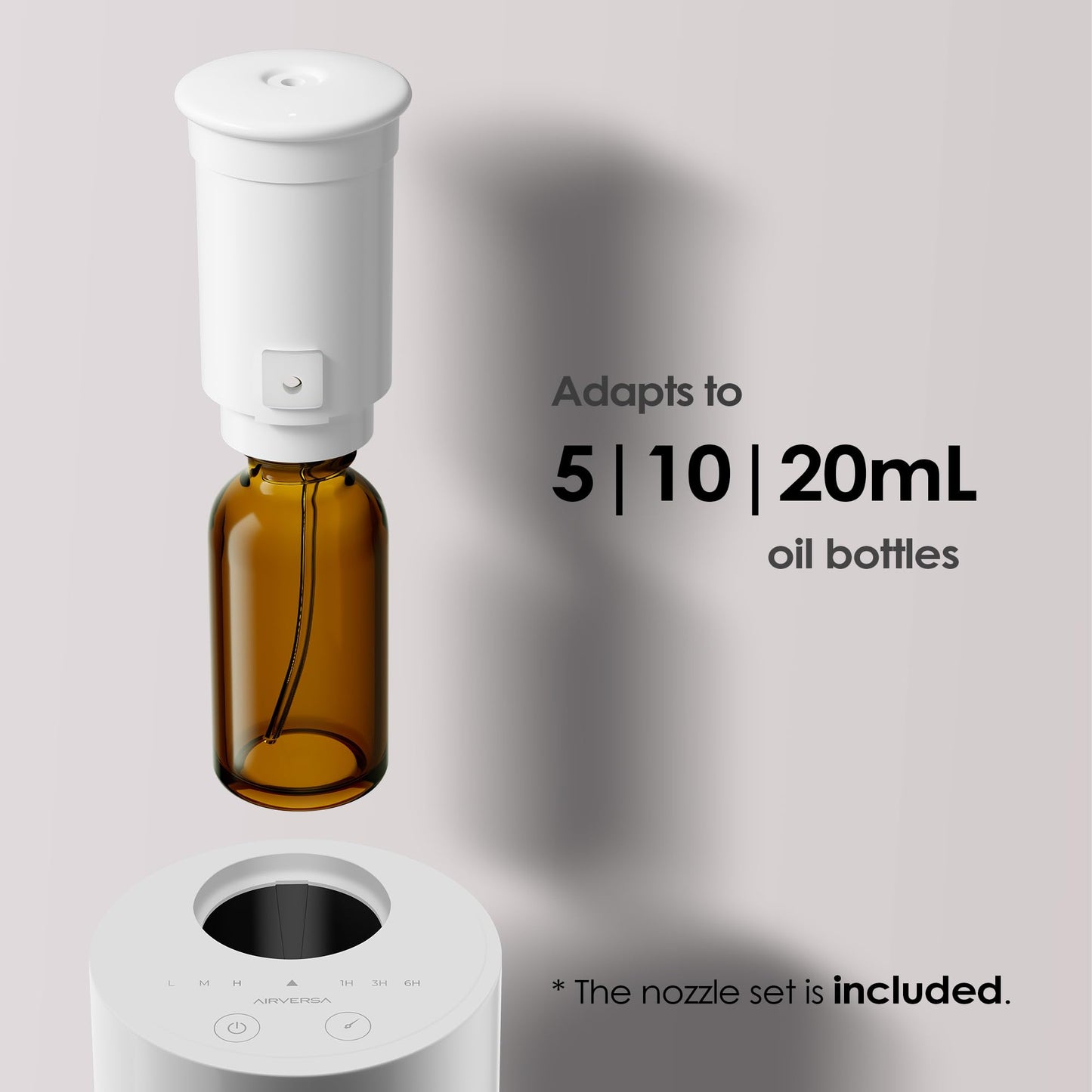 Airversa Waterless Diffuser for Essential Oil, Battery Operated Nebulizer, 0.7 Fl.Oz./ 20mL Capacity, Mini Scent Air Machine, 3 Countdown Timers & Mist Levels for Home, Room, Car, Office - AN6 Yogurt