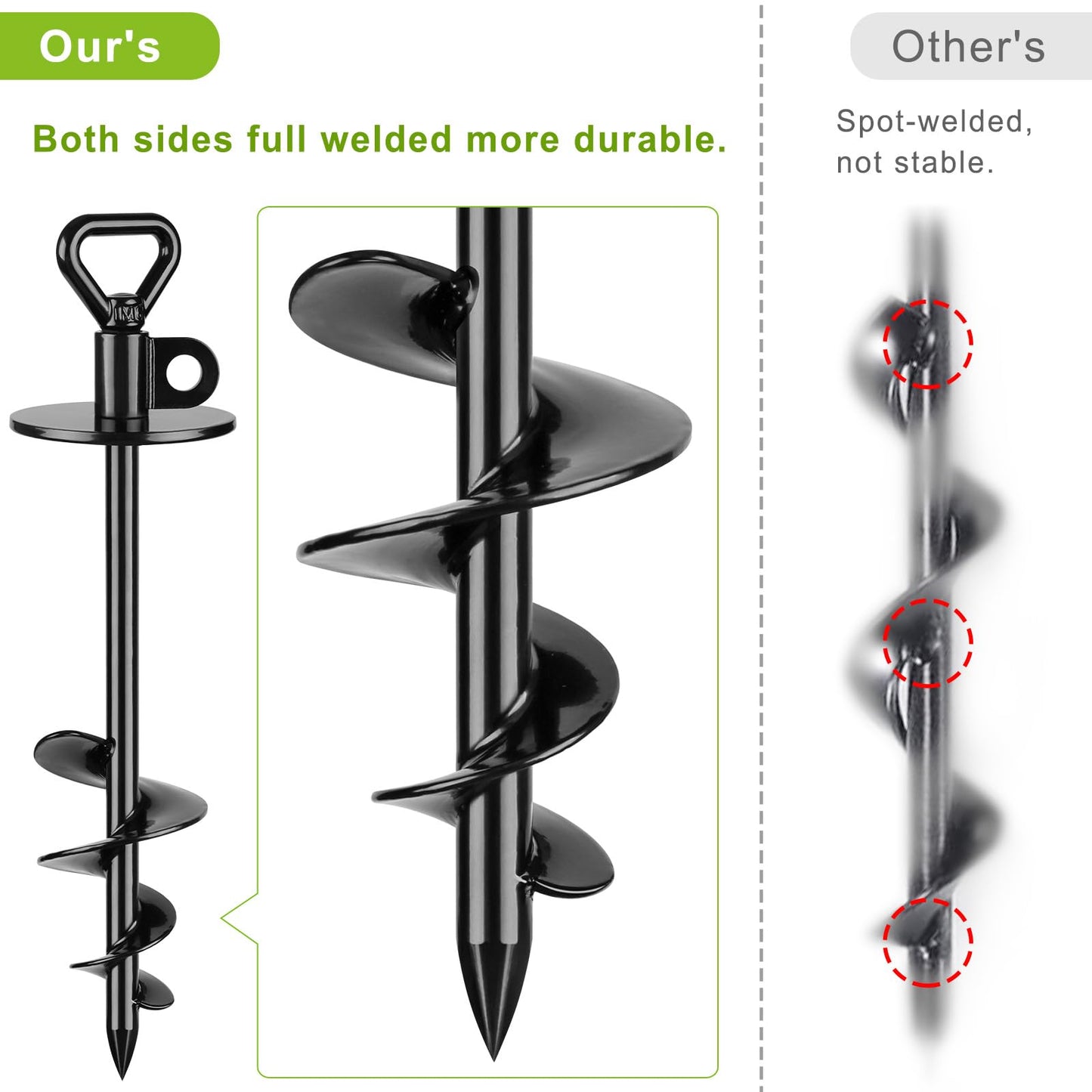 SELEWARE Dog Tie Out Stake Outdoor Anti-Rust Ground Anchor for Large Dogs up to 220 lbs, Free Swivel Dog Stake Dog Camping Gear Twist Rod Included