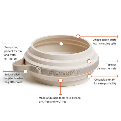 Cleverpup Park Pack 2-Piece Set Dog Gear Tote – Dog Travel Bag with 8 Pockets, Treat Pouch, Poop Bag Dispenser, Quick-Dry Ball Pocket, Collapsible Bowl, Perfect for Walks & Park Trips, Sand