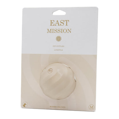 East Mission Single, Aesthetic Fetch & Play Dog Ball Toy with Beef Flavor and Squeaker, Natural Rubber/Latex, Medium Sized (2.5”) Neutral Colors (Beige)