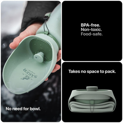 SÄKER Portable Dog Water Bottle, Collapsible Water Bottle for Dogs Perfect for Walking, Hiking and Outdoors | Works as a Portable Water Bowl | Designed in Montreal - 550ml