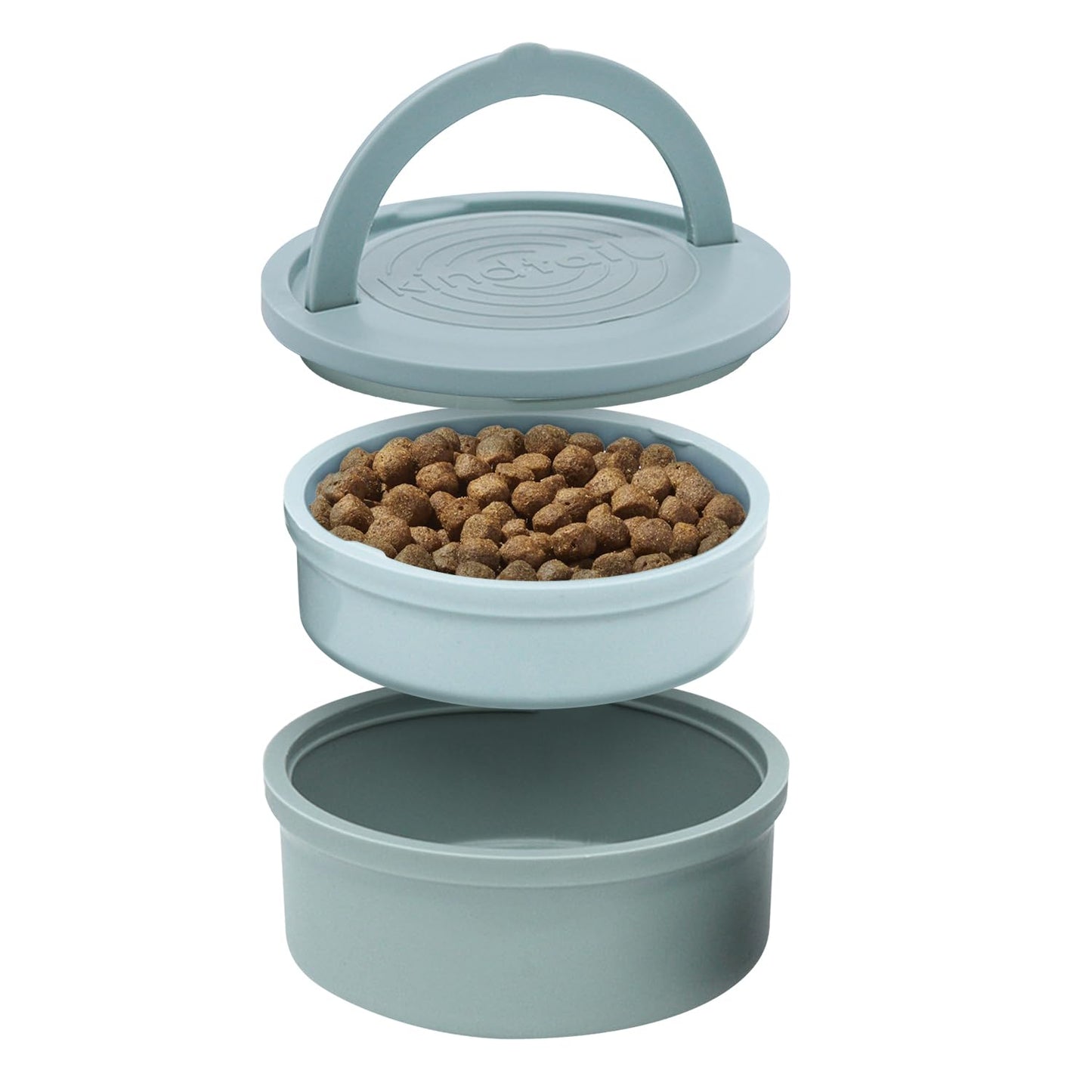 KindTail Dog Travel Bowls - Set of 2 Portable Pet Food & Water Dishes with Lid & Handle - Each Nesting Container Includes a Non-Slip Silicone Base - Microwave & Dishwasher Safe - BPA & Toxin-Free