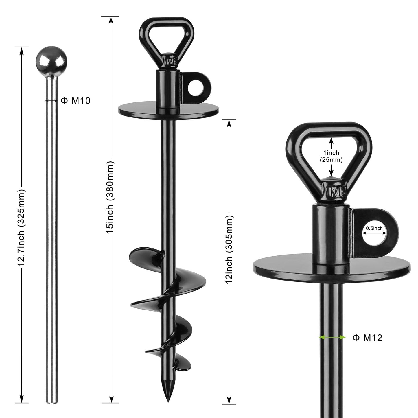 SELEWARE Dog Tie Out Stake Outdoor Anti-Rust Ground Anchor for Large Dogs up to 220 lbs, Free Swivel Dog Stake Dog Camping Gear Twist Rod Included