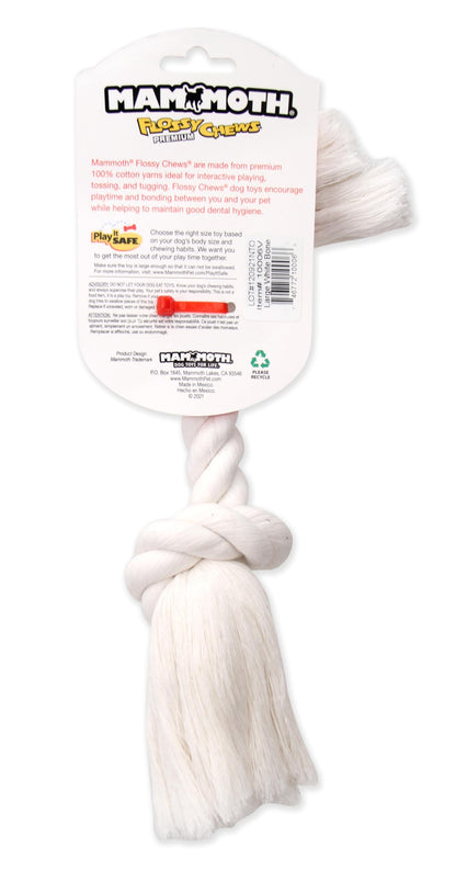Mammoth Pet Products Dog,Flossy Chews 100-Percent Cotton White Rope Bone, Large, 14-Inch (10006V)