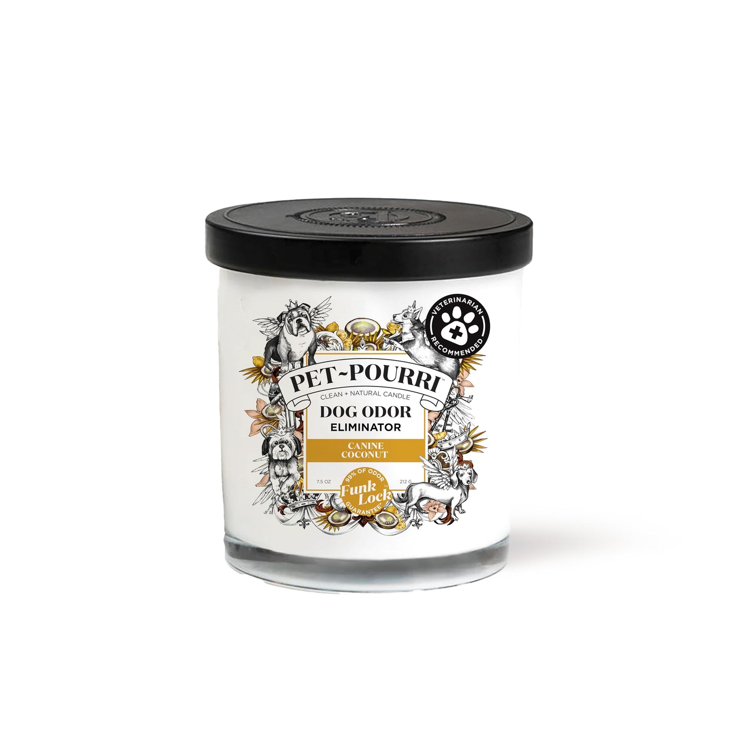 Pet-Pourri Canine Coconut Dog Deodorizer Candle – Puppy & Dog Safe – Plant Based Ingredients & Wax – Vet Approved – Aromatherapy & Air Freshener for Pet Odor – Scented with Bamboo, Jasmine & Pear
