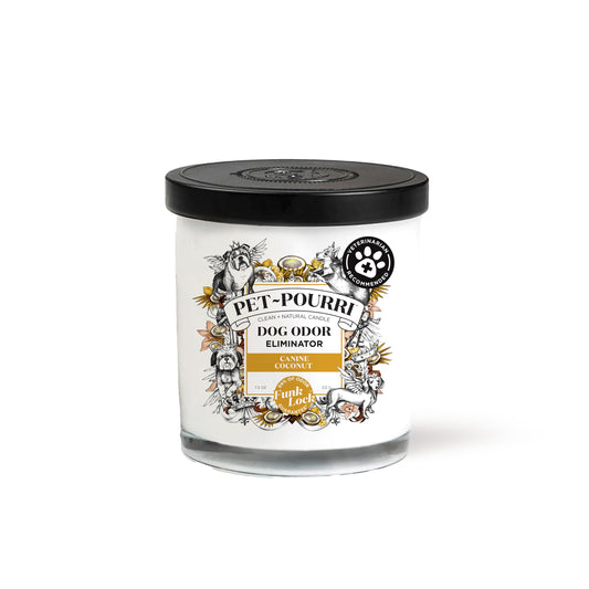 Pet-Pourri Canine Coconut Dog Deodorizer Candle – Puppy & Dog Safe – Plant Based Ingredients & Wax – Vet Approved – Aromatherapy & Air Freshener for Pet Odor – Scented with Bamboo, Jasmine & Pear