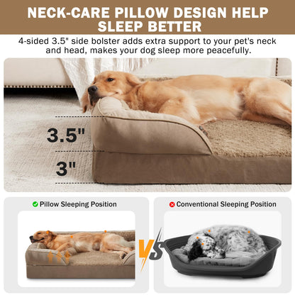 INVENHO Orthopedic Dog Beds Large Sized, XL Washable Dog Sofa with Egg-Crate Foam, Waterproof Lining and Non-Skid Bottom