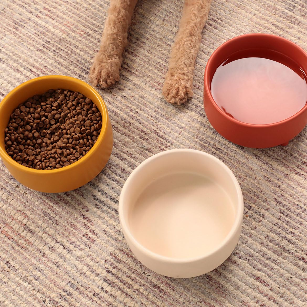 Waggo Uplift Ceramic Dog Bowl for Small Medium and Large Breeds - Heavyweight and Durable Pet Food and Water Dish Crock, Dishwasher Safe, Modern, Elevated Feeder (Buttercream, Large)