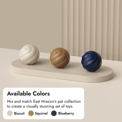East Mission Single, Aesthetic Fetch & Play Dog Ball Toy with Beef Flavor and Squeaker, Natural Rubber/Latex, Medium Sized (2.5”) Neutral Colors (Beige)