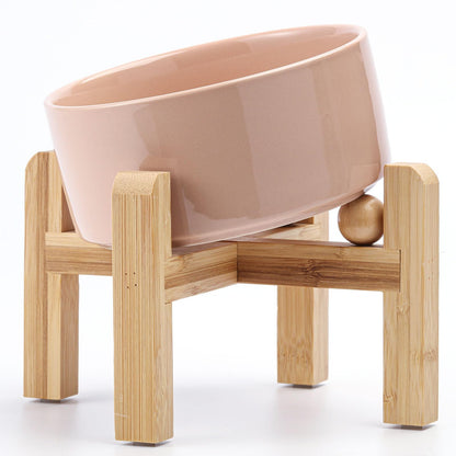 Petygooing Khaki Elevated/Raised 15°Slanted Ceramic Dog Bowl for Small and Medium Breeds, Tilted Anti Slip Pet Feeding Bowl,Food Water Dish with Stand for Cats and Dogs (28 OZ/3.6 Cups)