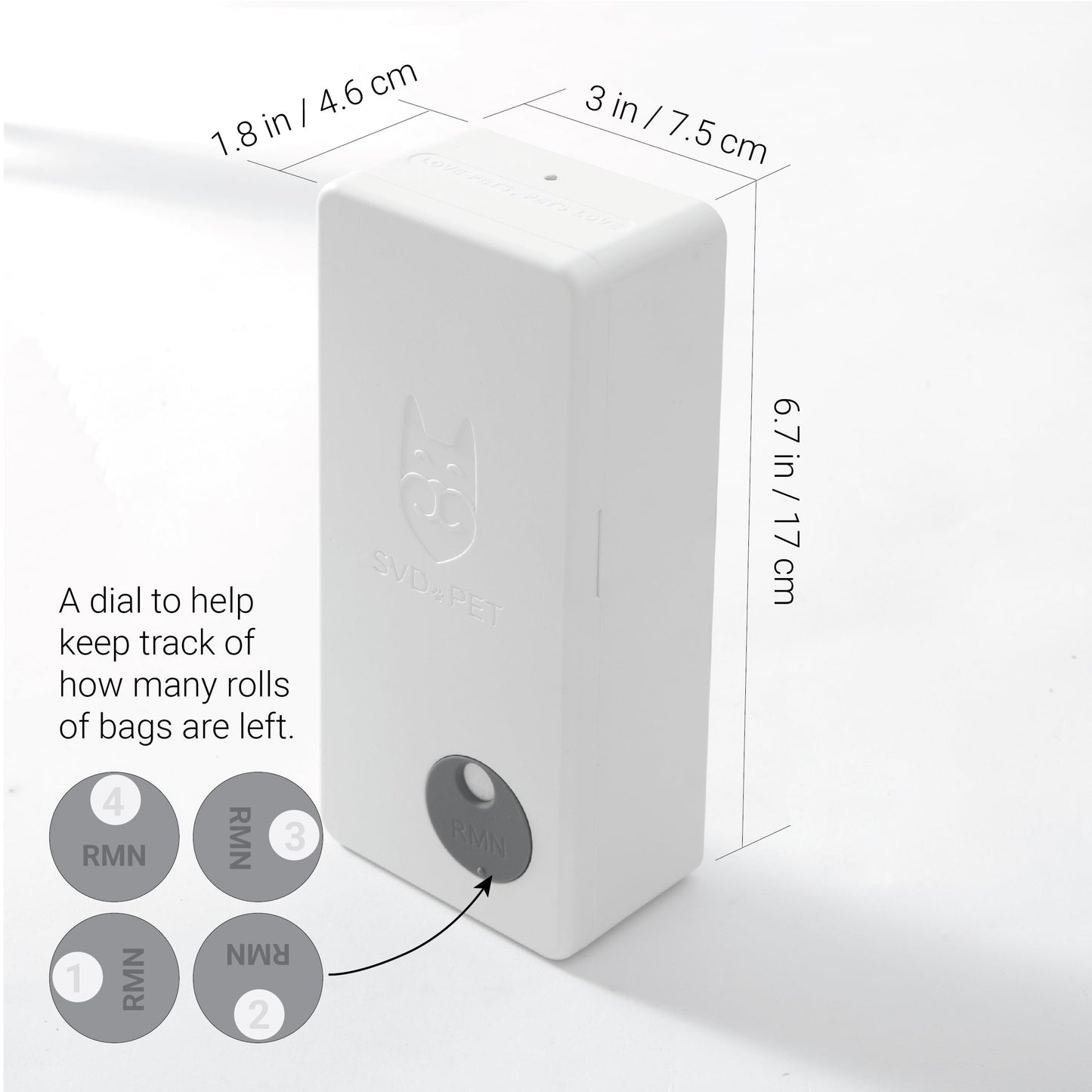 SVD.PET Dog Poop Bag Dispenser, Outdoor or Indoor Pet Waste Bag Dispenser Station, Wall Mount or Hanging with Strap. Easy to Refill Magnetic Cover (White, Dispenser only)