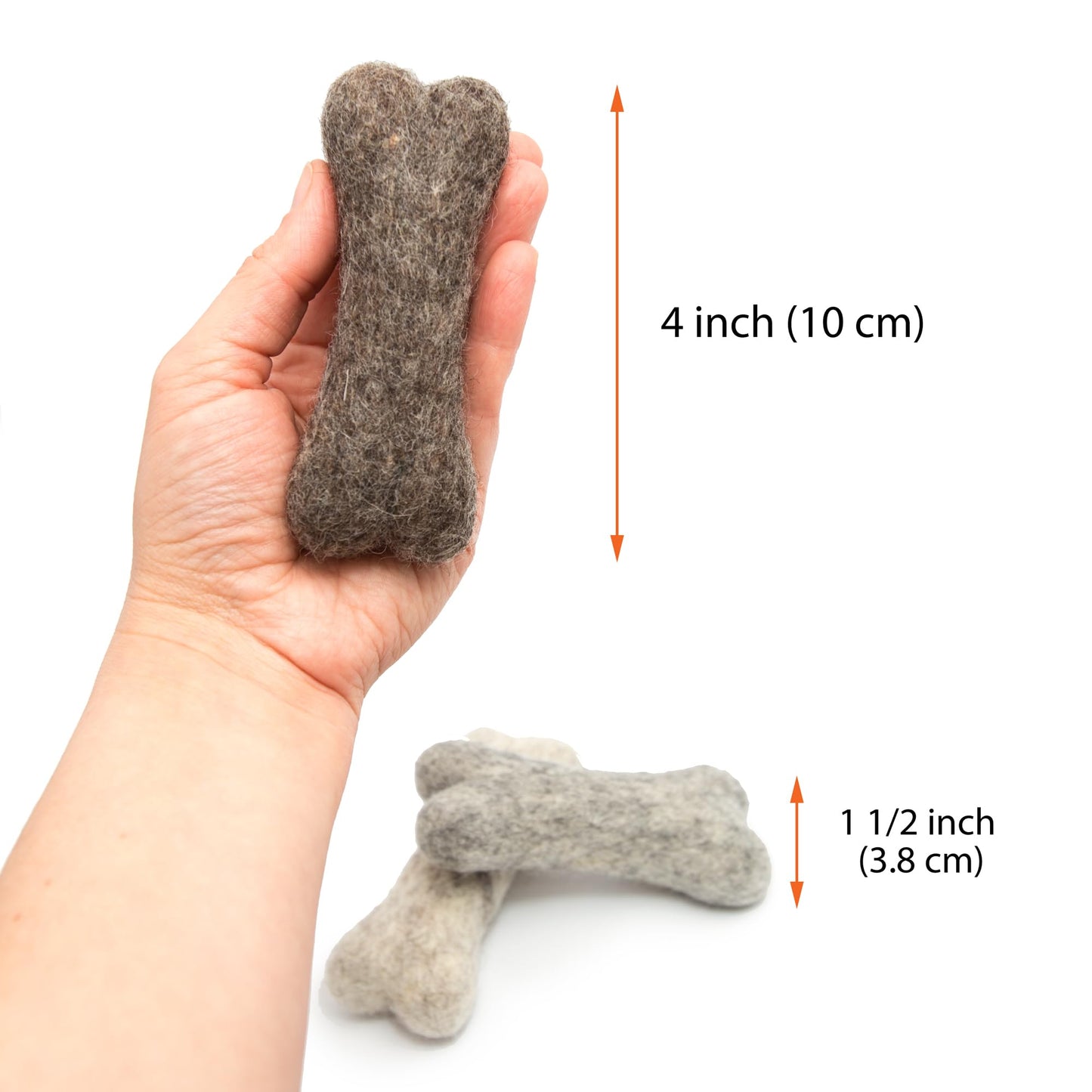 Glaciart One Felted Wool Dog Chew Bone Mini (3 Pcs)| Durable Dog Chew Toy, for Teething & Teeth Cleaning | Fetch Games & for Anxiety/Boredom | Great for Small Puppy