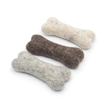 Glaciart One Felted Wool Dog Chew Bone Mini (3 Pcs)| Durable Dog Chew Toy, for Teething & Teeth Cleaning | Fetch Games & for Anxiety/Boredom | Great for Small Puppy