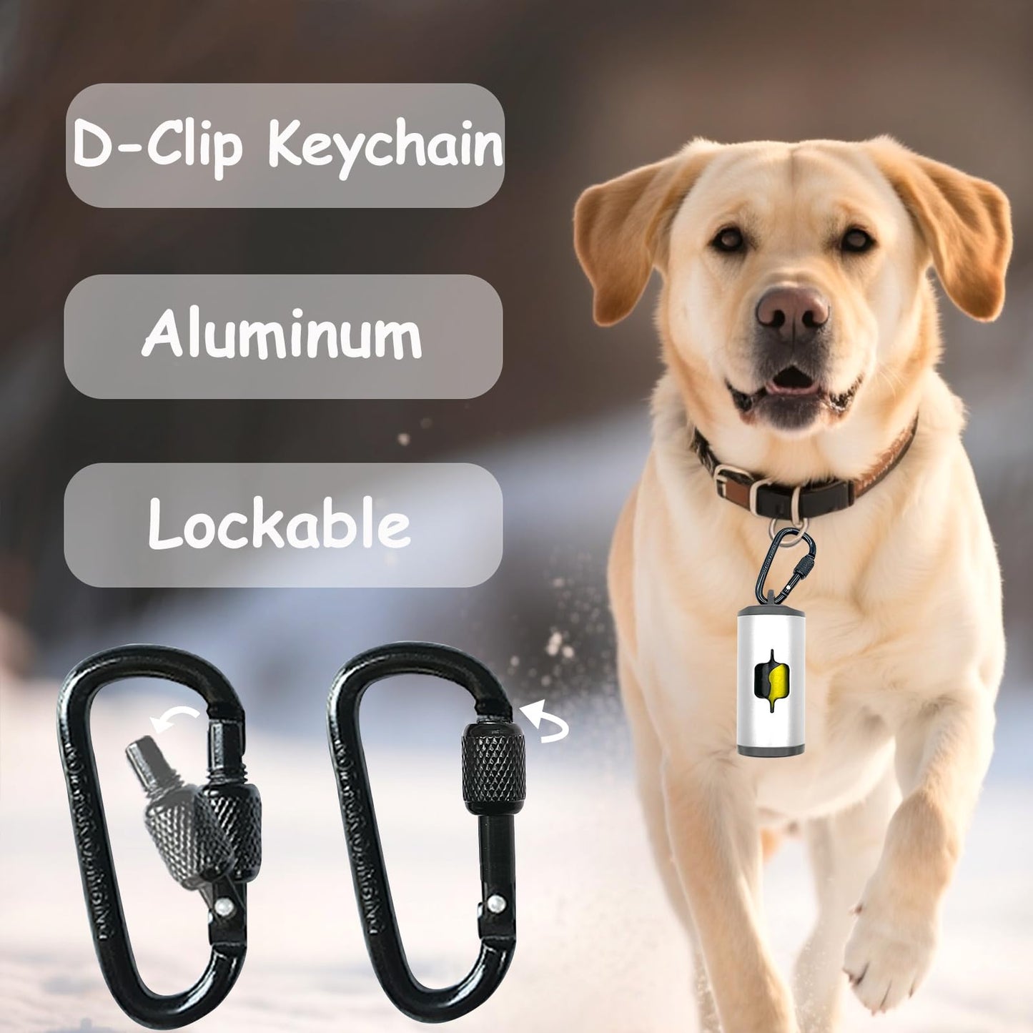 Metal Dog Poop Bag Holder 2-Pack w/Leash Clip|Durable Scratch-Resistant Aluminum|30 Bags+6 Accessories（Silver）