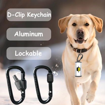 Metal Dog Poop Bag Holder 2-Pack w/Leash Clip|Durable Scratch-Resistant Aluminum|30 Bags+6 Accessories（Silver）