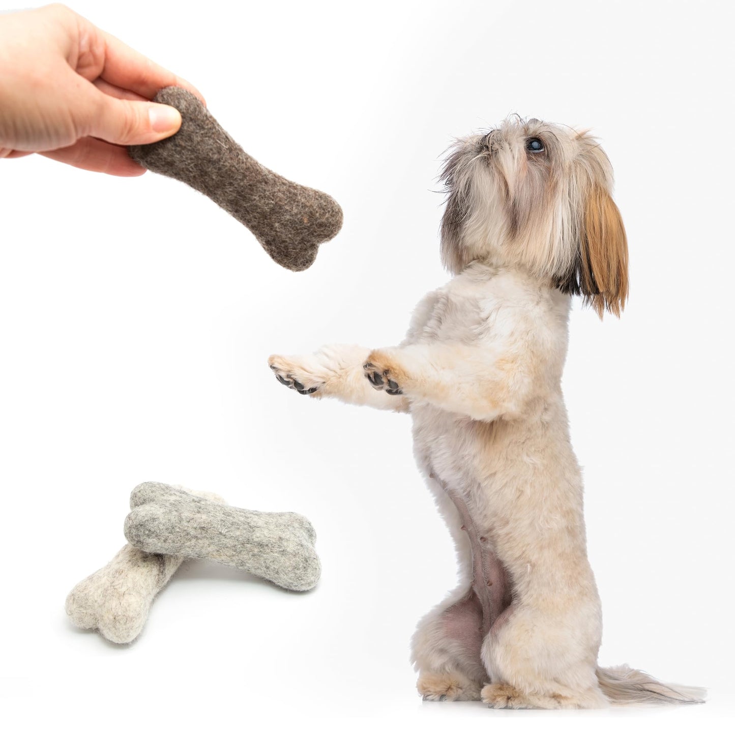 Glaciart One Felted Wool Dog Chew Bone Mini (3 Pcs)| Durable Dog Chew Toy, for Teething & Teeth Cleaning | Fetch Games & for Anxiety/Boredom | Great for Small Puppy