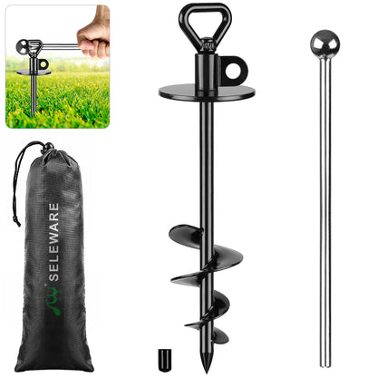 SELEWARE Dog Tie Out Stake Outdoor Anti-Rust Ground Anchor for Large Dogs up to 220 lbs, Free Swivel Dog Stake Dog Camping Gear Twist Rod Included