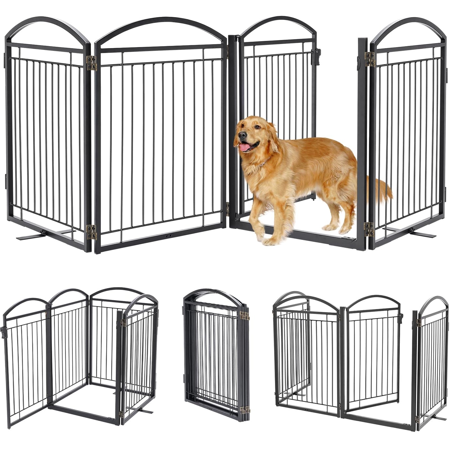 Full Metal Free Standing Dog Gate with Door