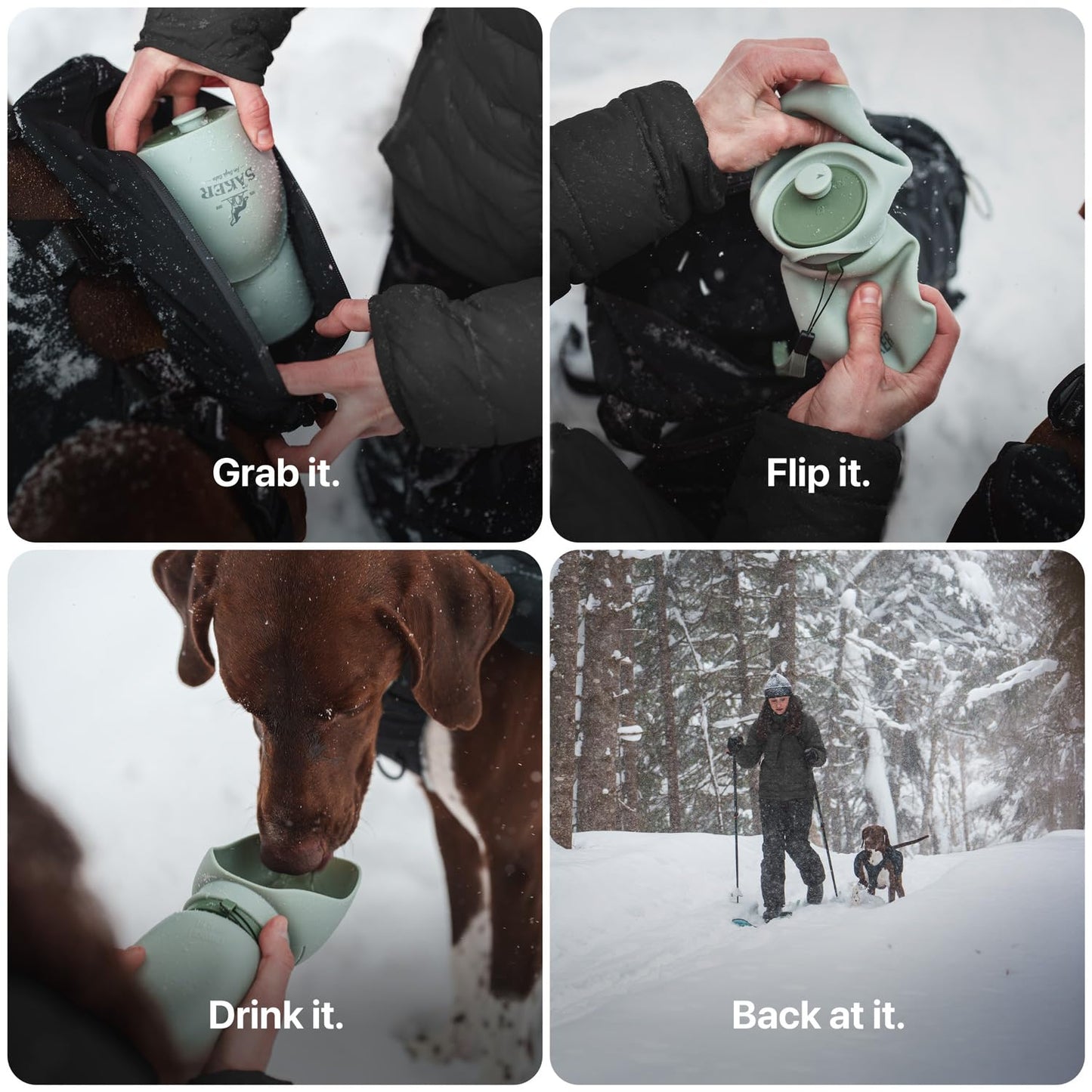 SÄKER Portable Dog Water Bottle, Collapsible Water Bottle for Dogs Perfect for Walking, Hiking and Outdoors | Works as a Portable Water Bowl | Designed in Montreal - 550ml