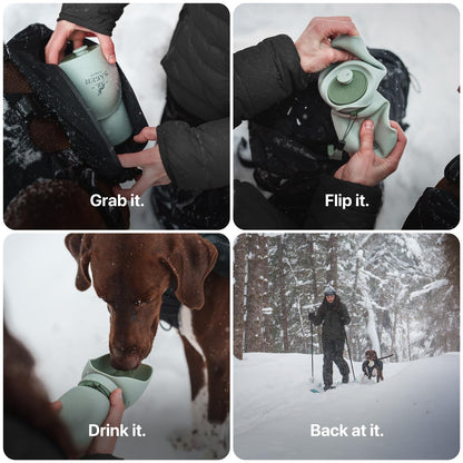 SÄKER Portable Dog Water Bottle, Collapsible Water Bottle for Dogs Perfect for Walking, Hiking and Outdoors | Works as a Portable Water Bowl | Designed in Montreal - 550ml