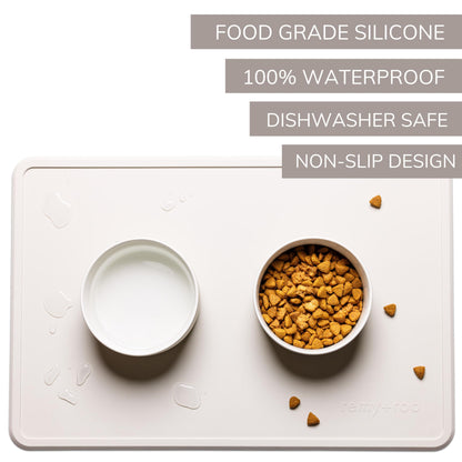 Remy+Roo Stone Silicone Dog Food Mat for Pet Bowl | 100% Waterproof | Non-Slip | Dishwasher Safe