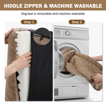 INVENHO Orthopedic Dog Beds Large Sized, XL Washable Dog Sofa with Egg-Crate Foam, Waterproof Lining and Non-Skid Bottom