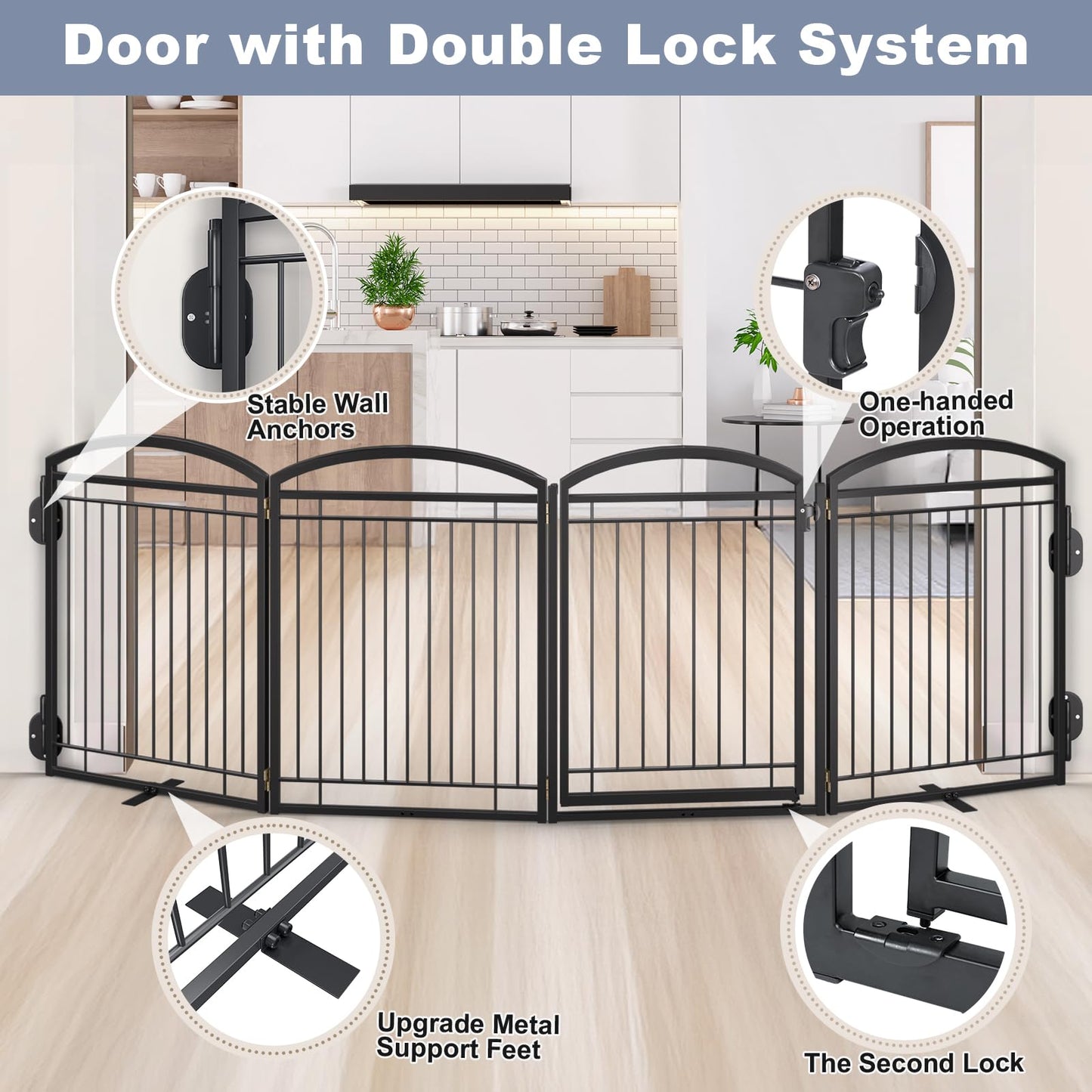 Full Metal Free Standing Dog Gate with Door