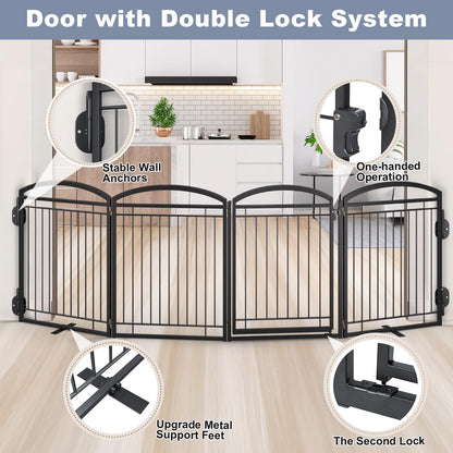Full Metal Free Standing Dog Gate with Door