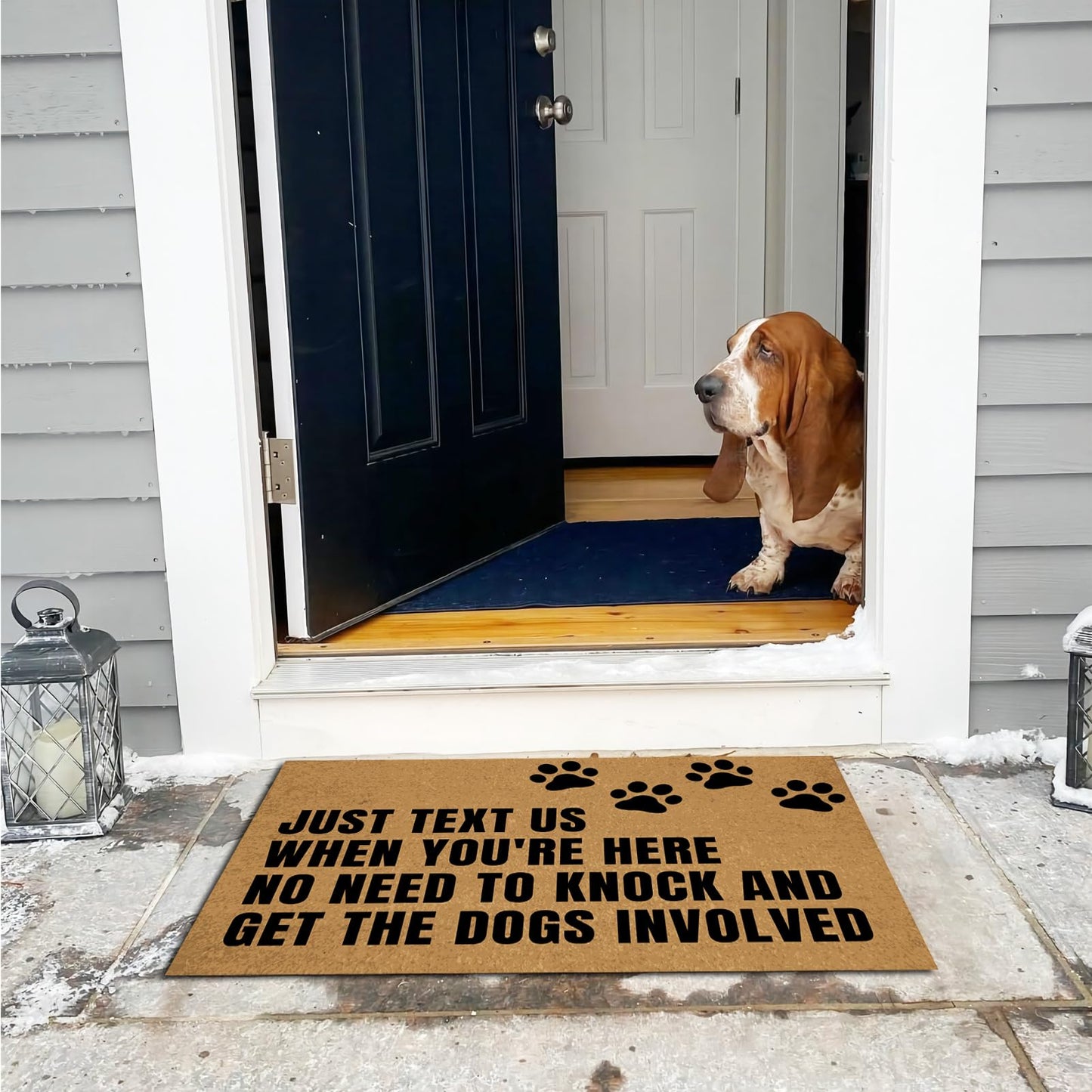 Ayatow Door Mats Inside Indoor Non Slip for Outside Funny, Just Text Us When You're Here No Need to Knock and Get The Dogs Holiday Doormats for Outdoor Entrance Home 23.6" X 15.7", Front Entry Rugs
