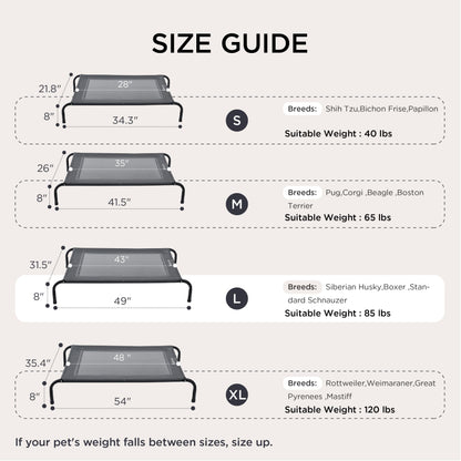 Bedsure Outdoor Elevated Dog Bed Large Sized Dog, Portable Indoor & Outdoor Cooling Raised Cot Pet Hammock Bed with Skid-Resistant Feet, Frame with Breathable Mesh, Khaki, 49 inches