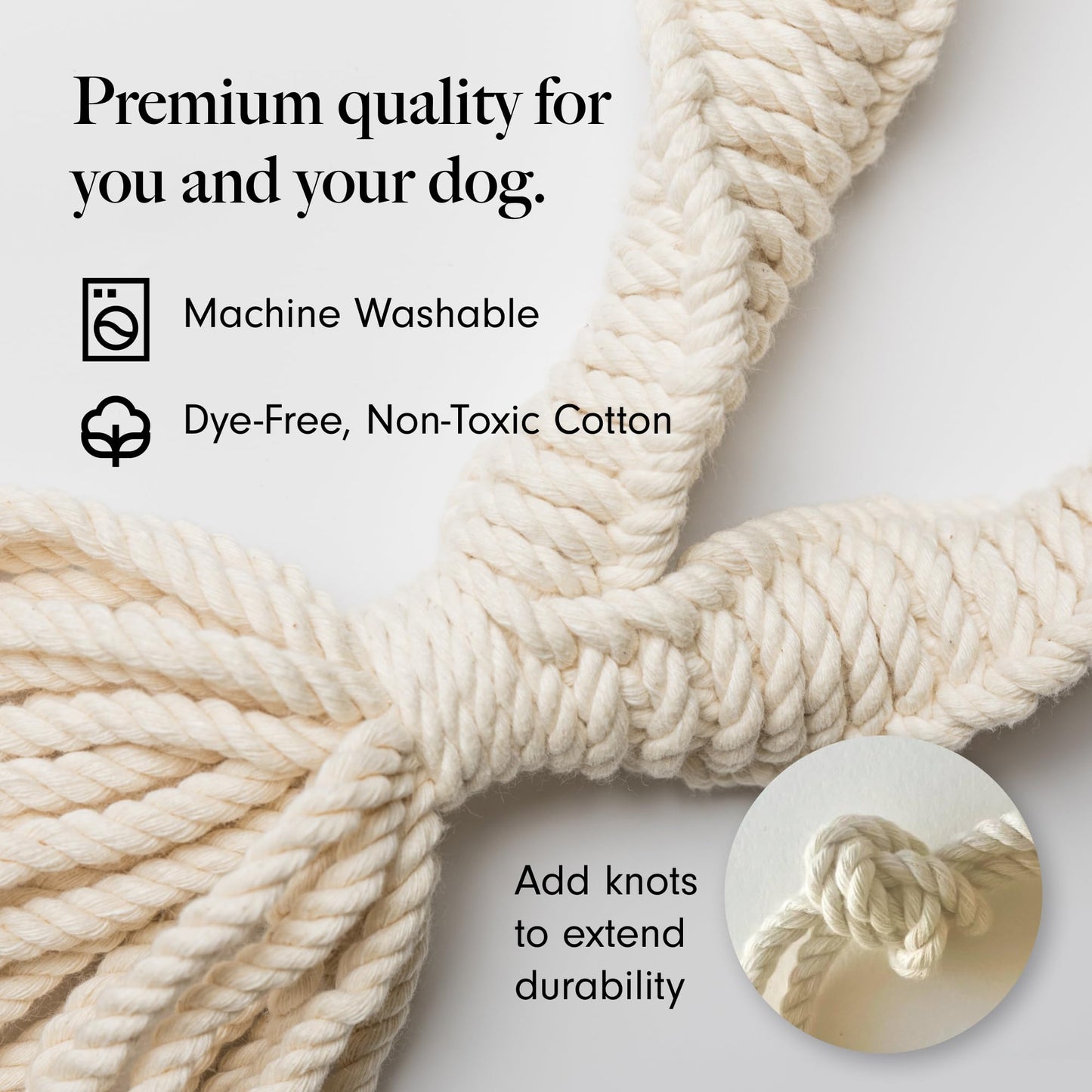 LAY LO Natural Cotton Dog Rope Toys | 18 inch 2-Pack | for Medium and Large Dogs | Includes Live Dog Trainer Support | Durable & Eco-Friendly | Unique Boho Designs with Handle | Puppy Teething Toy