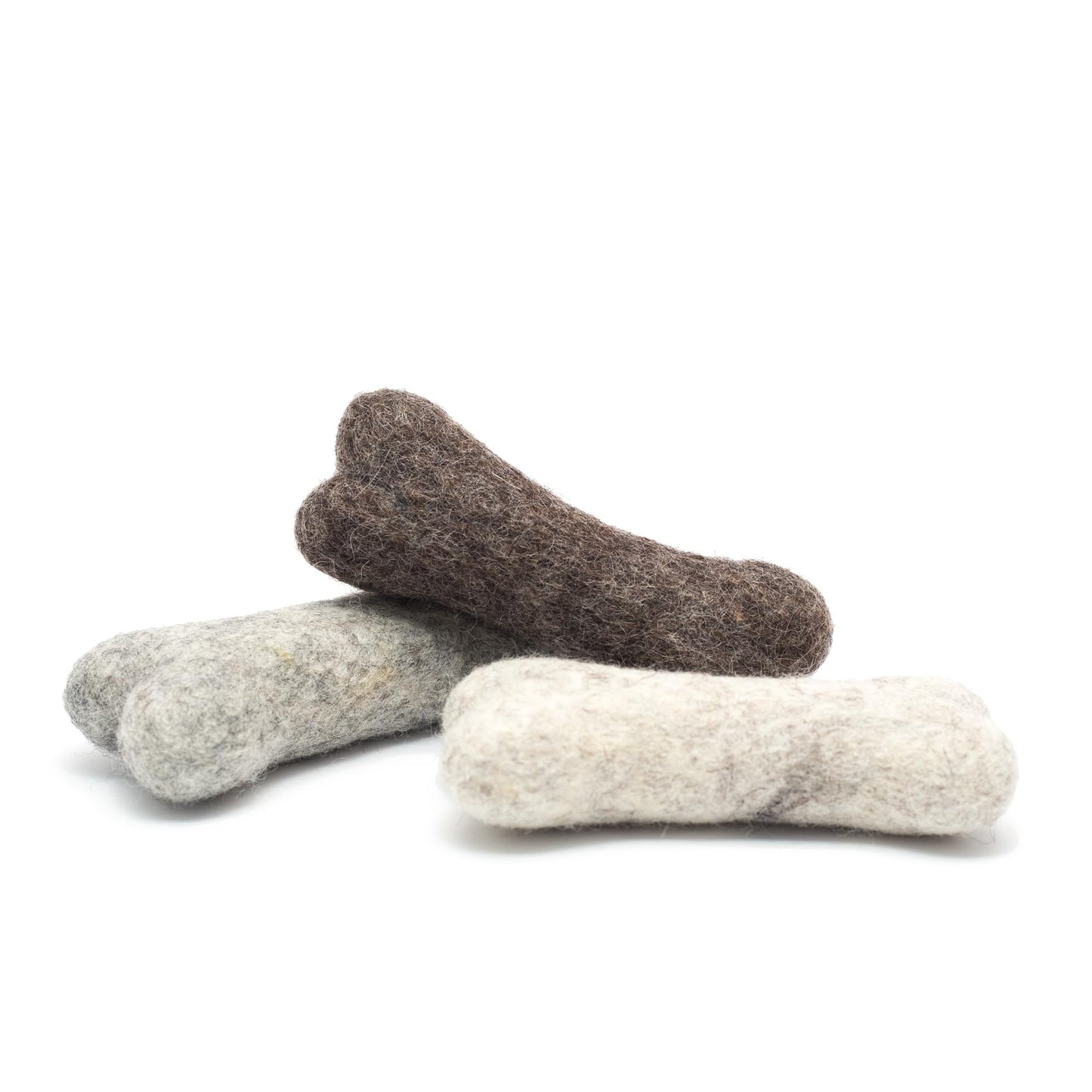 Glaciart One Felted Wool Dog Chew Bone Mini (3 Pcs)| Durable Dog Chew Toy, for Teething & Teeth Cleaning | Fetch Games & for Anxiety/Boredom | Great for Small Puppy