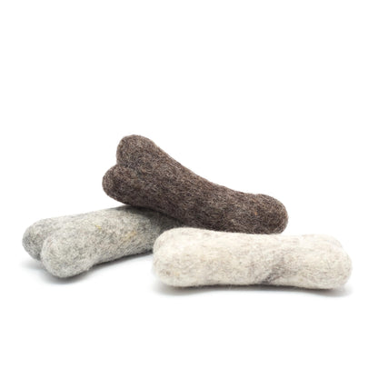 Glaciart One Felted Wool Dog Chew Bone Mini (3 Pcs)| Durable Dog Chew Toy, for Teething & Teeth Cleaning | Fetch Games & for Anxiety/Boredom | Great for Small Puppy