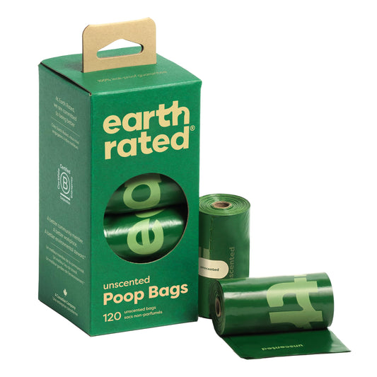 Earth Rated Poop Bags for Dogs Guaranteed Leak Proof and Extra Thick Waste Bag Refill Rolls, Unscented, 120 Count