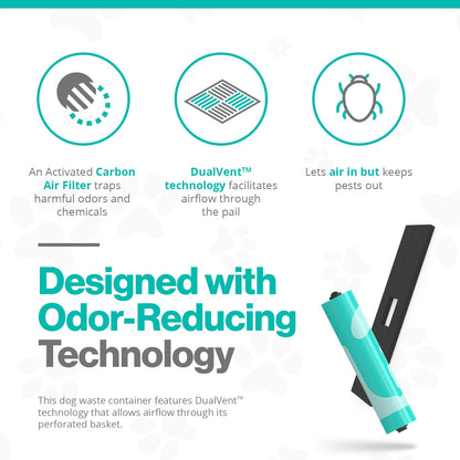 PawPail Pet Waste Station, Heavy Duty Outdoor Dog Poop Trash Can with Carbon Air Filter & DualVent Odor Control, UV & Weather Resistant | Includes 200 Pet Waste Bags