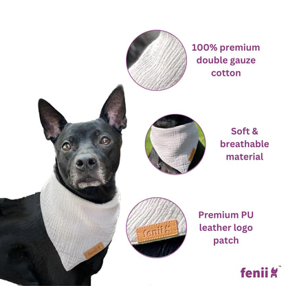 fenii - Premium Cotton Dog Bandanas - 2 Pack - Adjustable Fit - Washable - for Small, Medium & Large Breeds - Girl & Boy Dog Accessories - Multiple Sizes (Bumblebee Yellow & Pebble Gray, X-Large)
