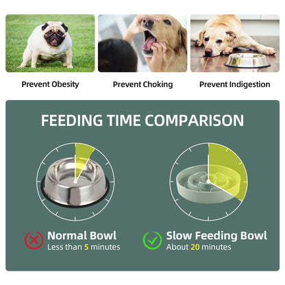 Havniva Ceramic Raised Slow Feeder Dog Bowl Set, Elevated 6.1inch Bowl and 7.3inch Puzzle Slow Food Dish with Wooden Stand for Small and Medium Dog, Anti-Gulping (2X Light Green+ Stand)