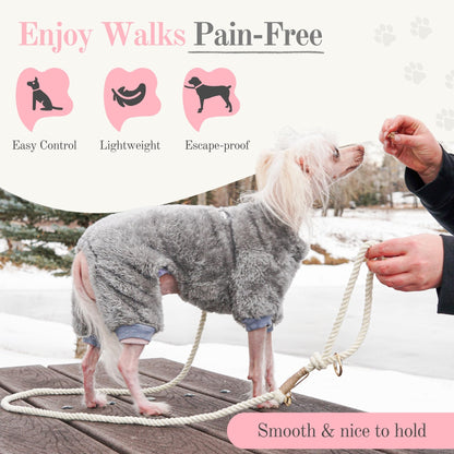 Premium Cotton Rope Leash for Small Puppy Dogs – 5 ft Handcrafted, Cute, Stylish & Durable with 360° Swivel Heavy-Duty Clip – Perfect for Everyday Walks, Training & Weddings – Creamy White