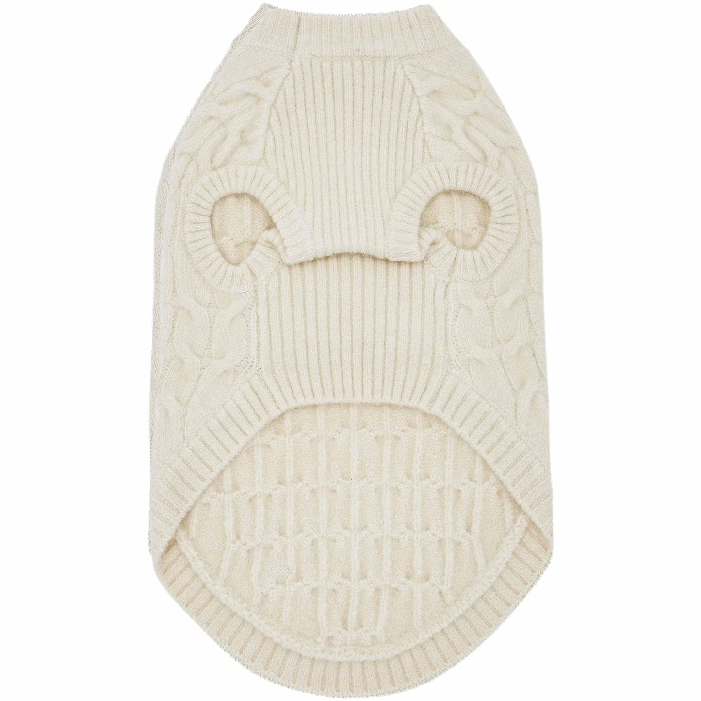 Blueberry Pet Classic Fuzzy Textured Knit Pullover Crew-Neck Dog Sweater in Ivory, Back Length 14", Pack of 1 Clothes for Dogs