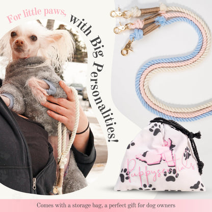 Premium Cotton Rope Leash for Small Puppy Dogs – 5 ft Handcrafted, Cute, Stylish & Durable with 360° Swivel Heavy-Duty Clip – Perfect for Everyday Walks, Training & Weddings – Creamy White